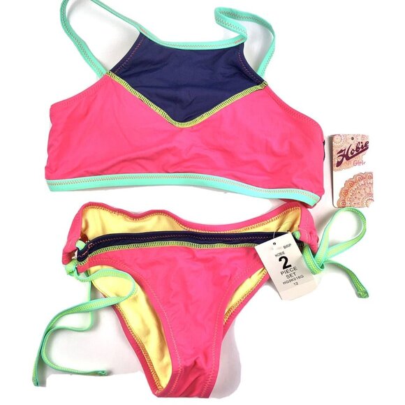Hobie Girl’s High Neck And Side Tie Hipster Bikini Bottom Size 12